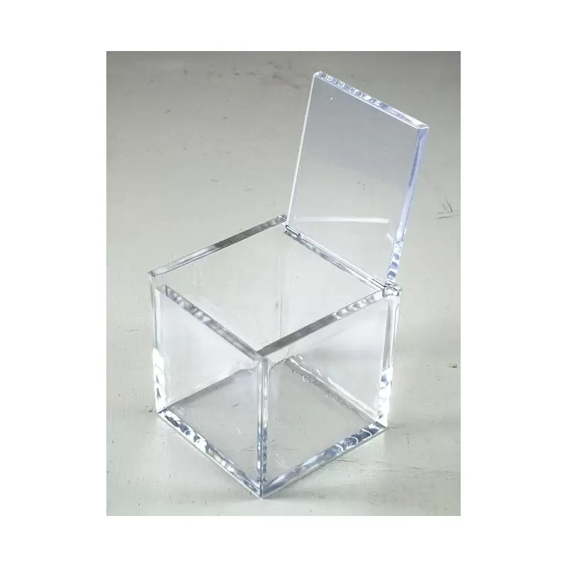 10 SCATOLINE PORTACONFETTI 5 x 5 x 5 cm PLEXIGLASS TRASPARENTE A CUBO