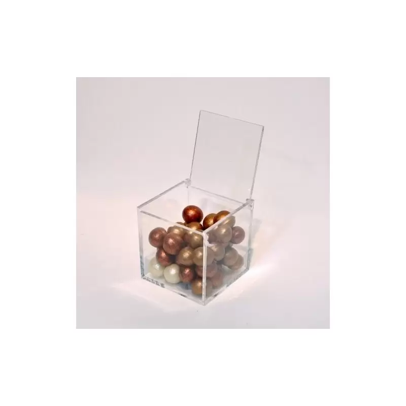 10 SCATOLINE PORTACONFETTI 5 x 5 x 5 cm PLEXIGLASS TRASPARENTE A CUBO