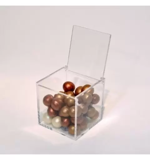 10 SCATOLINE PORTACONFETTI 5 x 5 x 5 cm PLEXIGLASS TRASPARENTE A CUBO
