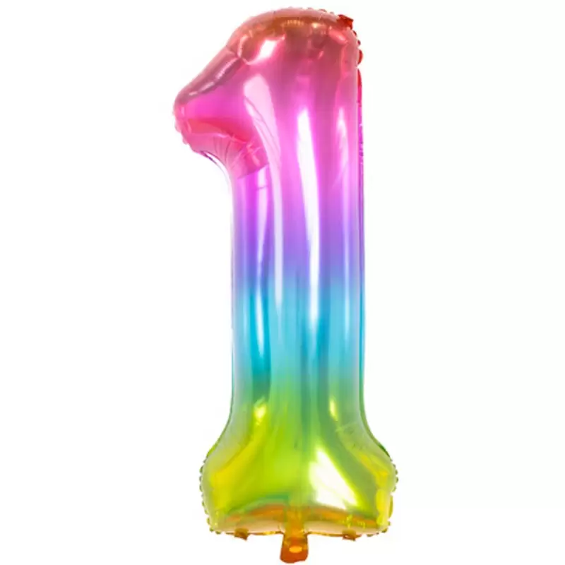 PALLONCINO FOIL YUMMY GUMMY RAINBOW NUMERO 1 86 CM