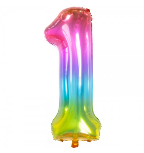 PALLONCINO FOIL YUMMY GUMMY RAINBOW NUMERO 1 86 CM