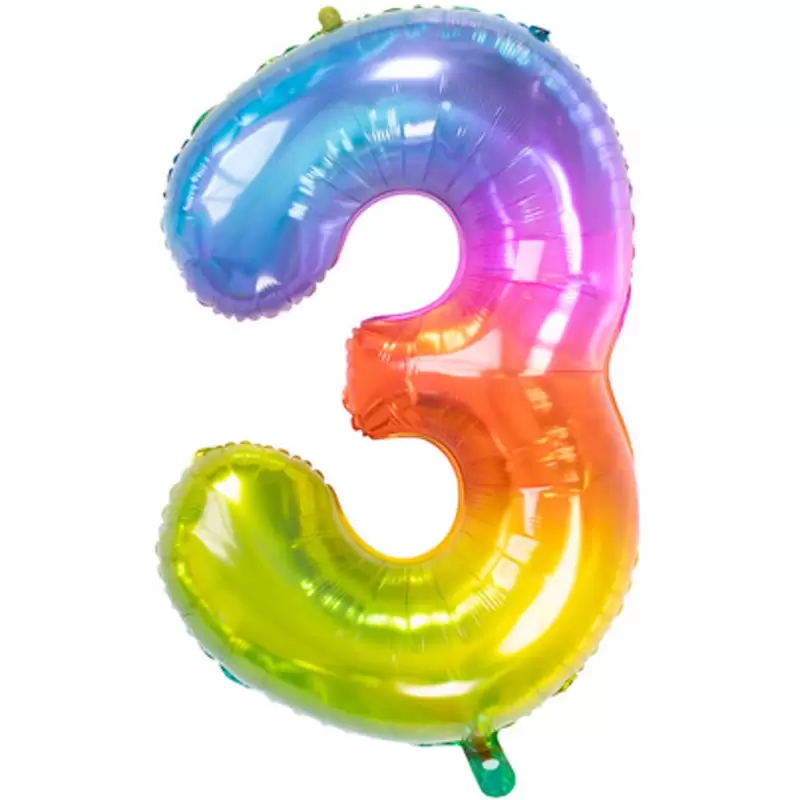 PALLONCINO FOIL YUMMY GUMMY RAINBOW NUMERO 3 86 CM