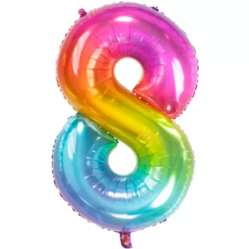 PALLONCINO FOIL YUMMY GUMMY RAINBOW NUMERO 8 86 CM