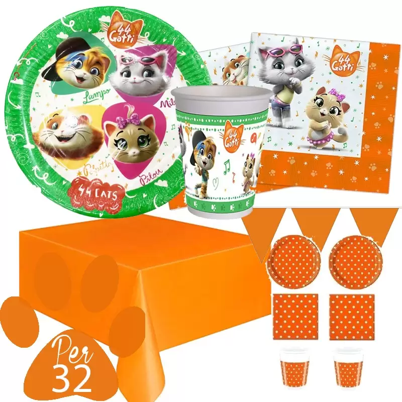 KIT N.28 44 GATTI - CON SET A POIS ARANCIONI