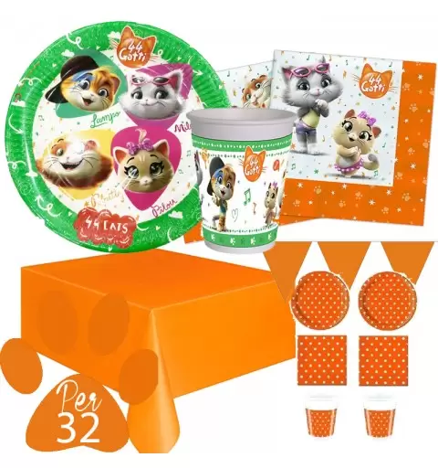 KIT N.28 44 GATTI - CON SET A POIS ARANCIONI