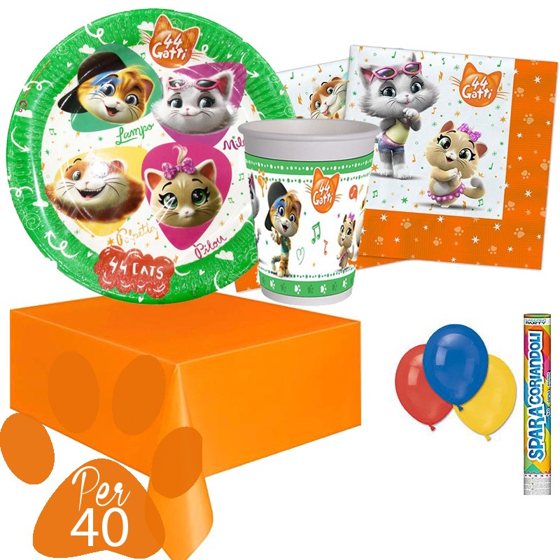 KIT N.28 44 GATTI - CON SET A POIS ARANCIONI