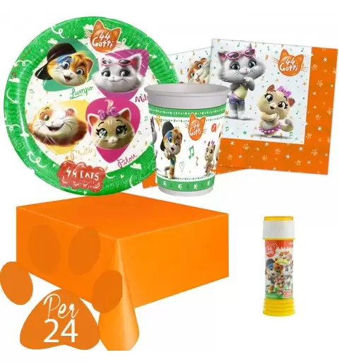 KIT N.5 44 GATTI - SET TAVOLA CON 18 BOLLE DI SAPONE