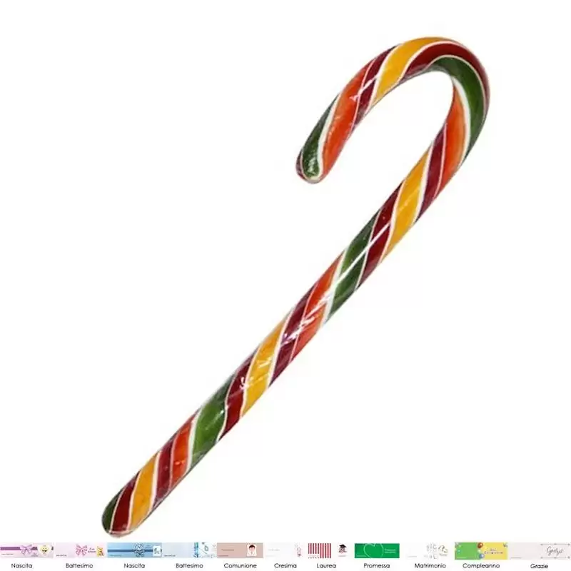 16 CANDY CANE MULTICOLOR MULTIFRUTTI CON BIGLIETTINI