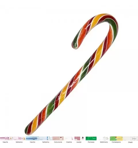 16 CANDY CANE MULTICOLOR MULTIFRUTTI CON BIGLIETTINI