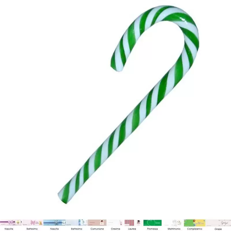 16 CANDY CANE VERDI CON BIGLIETTINI