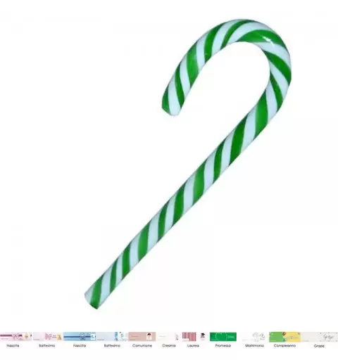 16 CANDY CANE VERDI CON BIGLIETTINI