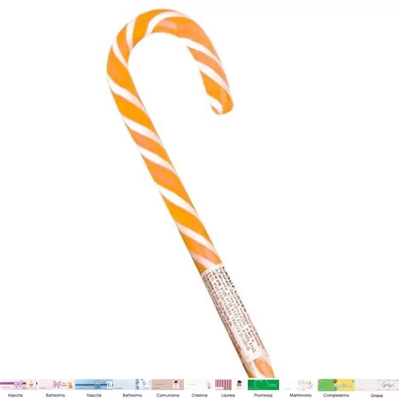 16 CANDY CANE ARANCIONI CON BIGLIETTINI