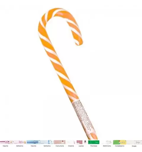 16 CANDY CANE ARANCIONI CON BIGLIETTINI