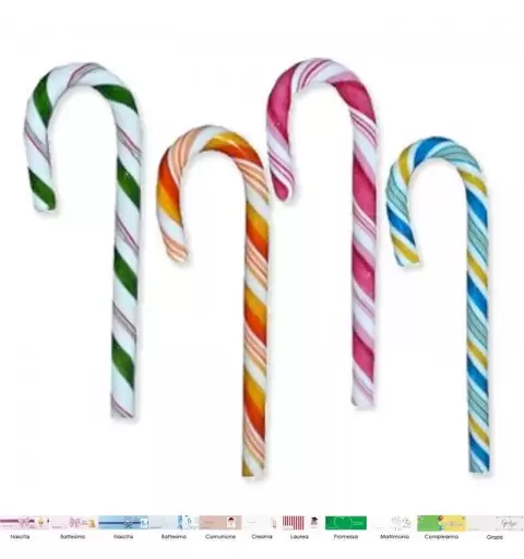 16 CANDY CANE MEDITERRANEI MULTICOLOR CON BIGLIETTINI