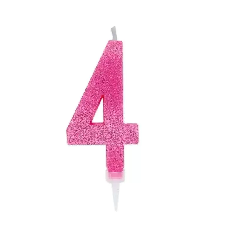 CANDELINA NUMERO 4 FUXSIA GLITTER 15 CM