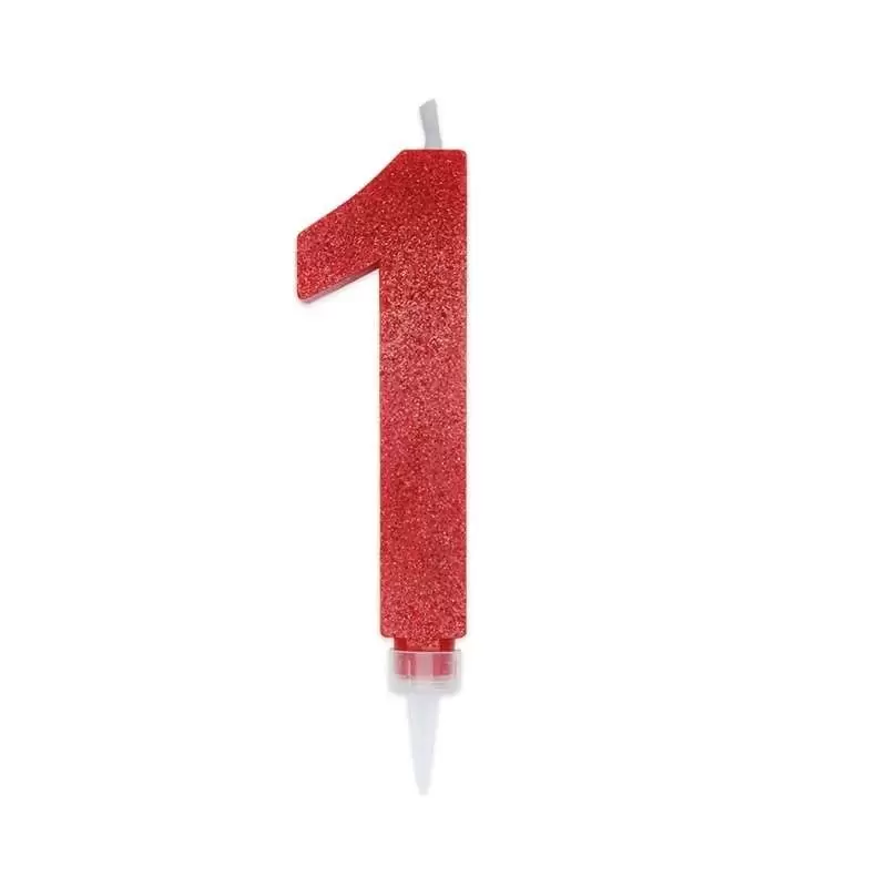 CANDELINA NUMERO 1 ROSSA GLITTER 15 CM