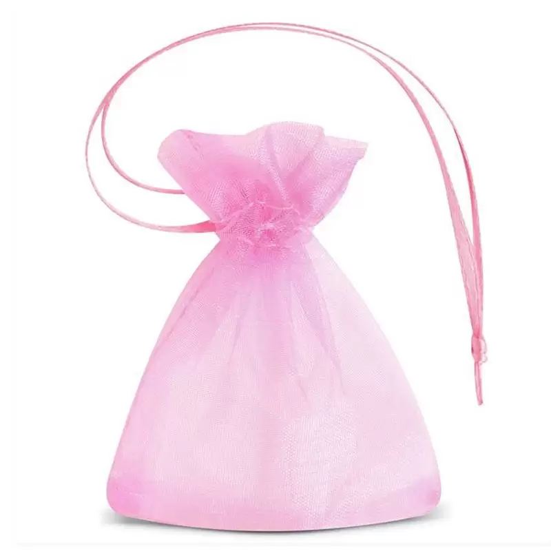 SACCHETTO PORTACONFETTI ORGANZA ROSA 11x14 CM 8039