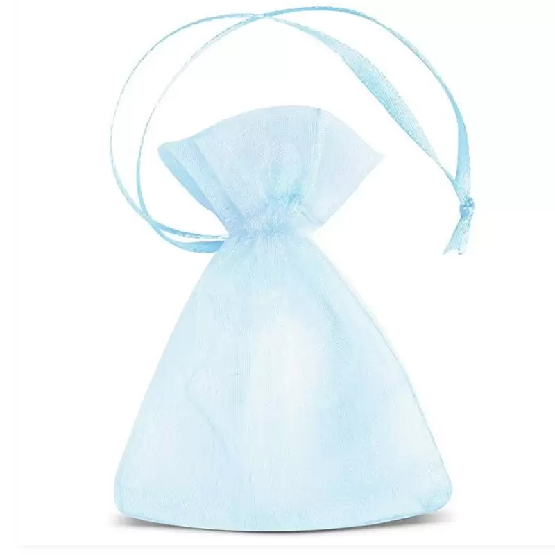 SACCHETTO PORTACONFETTI ORGANZA CELESTE  11x14 CM 8039