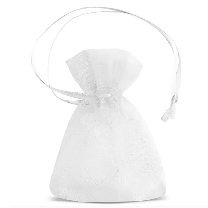 100 SACCHETTI PORTACONFETTI ORGANZA BIANCHI  8X11 CM 8034