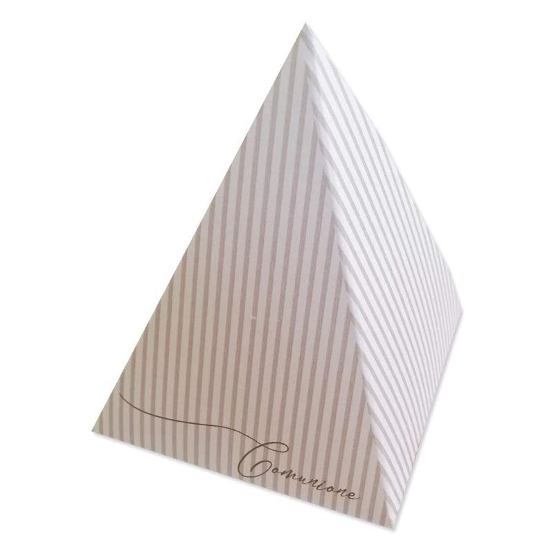 50 SCATOLINE PIRAMIDE PRIMA COMUNIONE RIGHE BEIGE