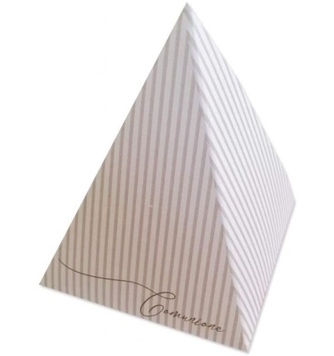 50 SCATOLINE PIRAMIDE PRIMA COMUNIONE RIGHE BEIGE