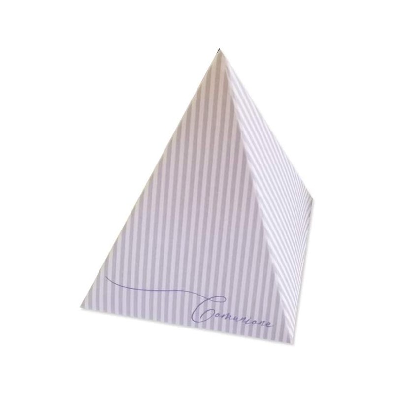 20 SCATOLINE PIRAMIDE PRIMA COMUNIONE RIGHE CELESTI