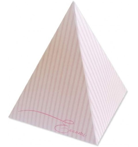 20 SCATOLINE PIRAMIDE NASCITA ROSA ECCOMI A RIGHE ROSA