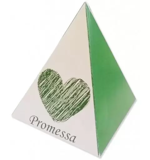 SCATOLINA PIRAMIDE PROMESSA DI MATRIMONIO CUORE VERDE - 1 PZ
