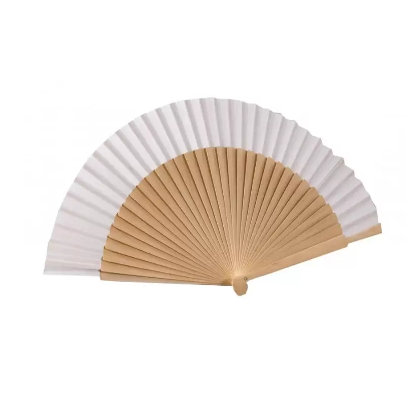 Ventaglio in legno e Stoffa Bianca 6 pz  23 cm W19.01