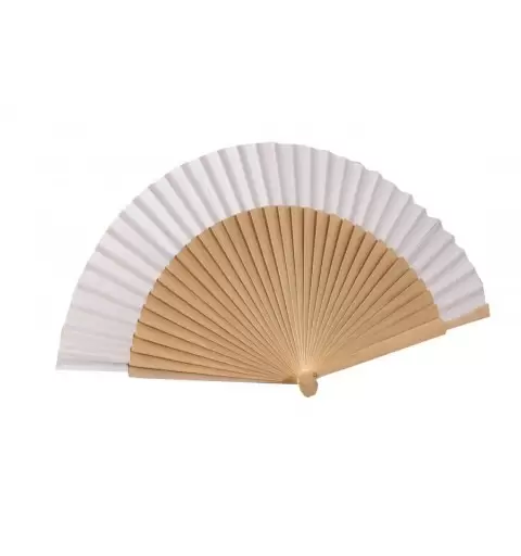 Ventaglio in legno e Stoffa Bianca 6 pz  23 cm W19.01