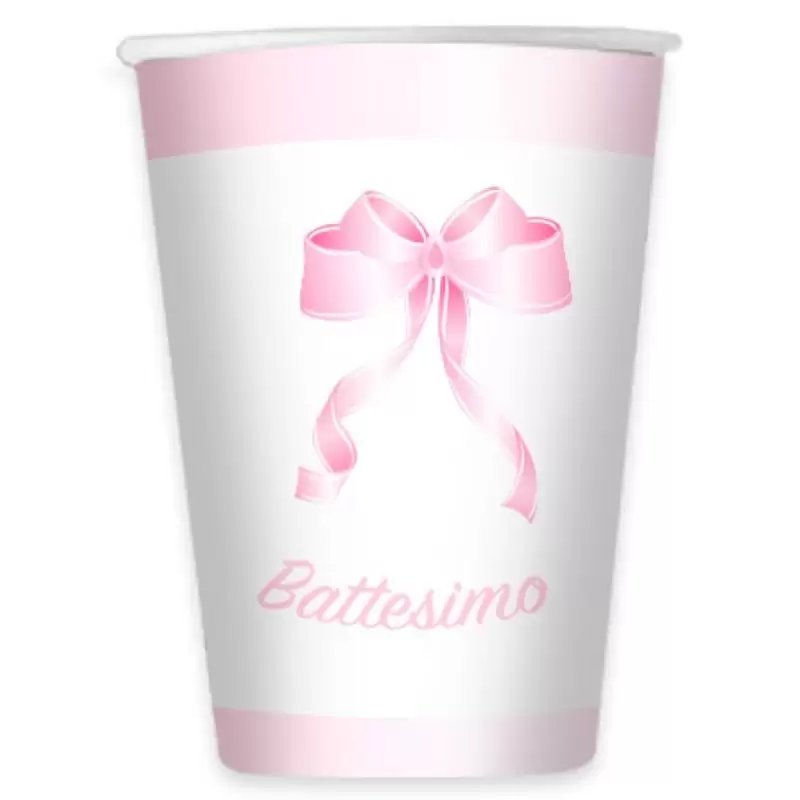 BICCHIERI BATTESIMO SONAGLIO ROSA - 8 PZ