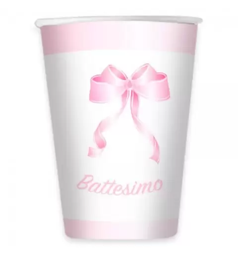 BICCHIERI BATTESIMO SONAGLIO ROSA - 8 PZ