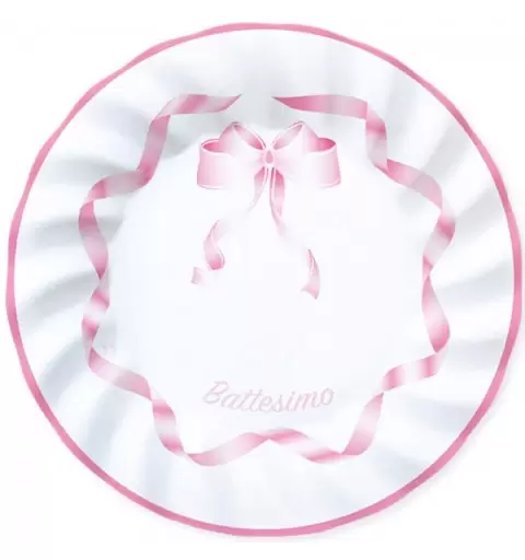 PIATTI BATTESIMO SONAGLIO ROSA - 8 PZ