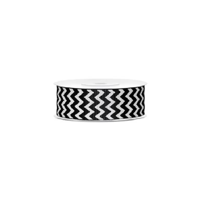 ROTOLO DI NASTRINO GROSGRAIN ZIG ZAG NERO