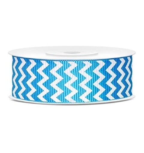 2 ROTOLI DI NASTRINO GROSGRAIN ZIG ZAG TURCHESE