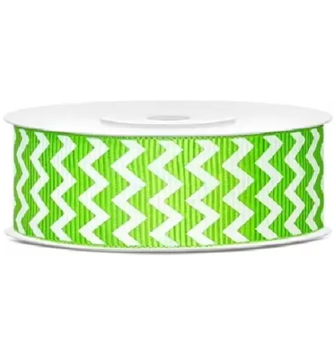 ROTOLO DI NASTRINO GROSGRAIN ZIG ZAG VERDE MELA