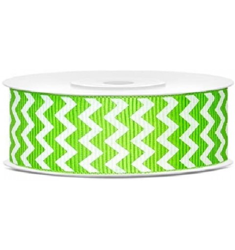 2 ROTOLI DI NASTRINO GROSGRAIN ZIG ZAG VERDE MELA