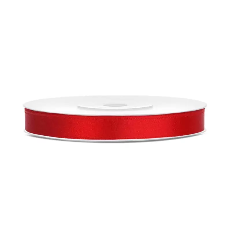 3 ROTOLI DI NASTRINO ROSSO DI RASO 6 MM X 25 MT