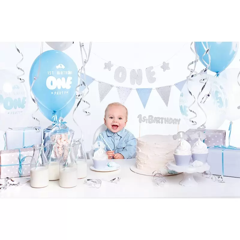 BOX DECORAZIONI 1 ANNO CELESTE E SILVER CON 3 LECCA LECCA