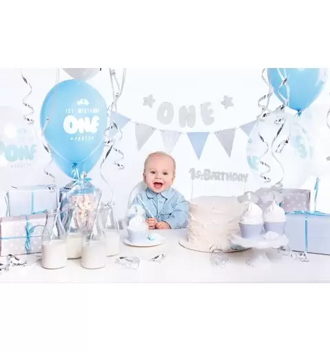 BOX DECORAZIONI 1 ANNO CELESTE E SILVER CON 3 LECCA LECCA