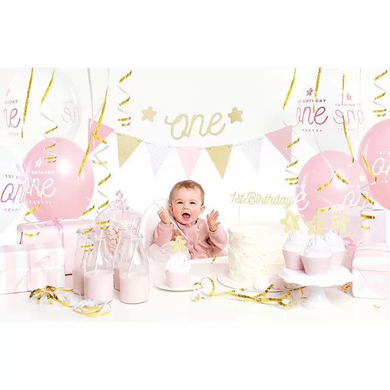 BOX DECORAZIONI 1 ANNO ROSA E ORO CON 3 LECCA LECCA