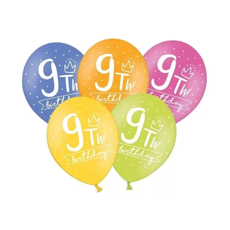 12 PALLONCINI 9 ANNI MIX DI COLORI
