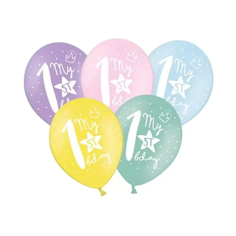 6 PALLONCINI 1 ANNO MIX DI COLORI