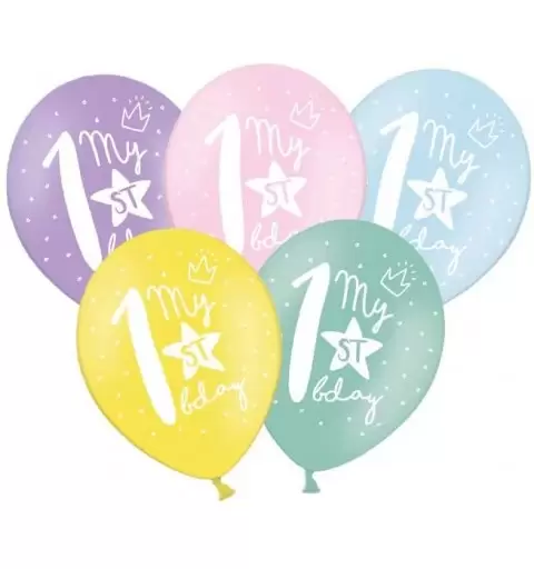 6 PALLONCINI 1 ANNO MIX DI COLORI