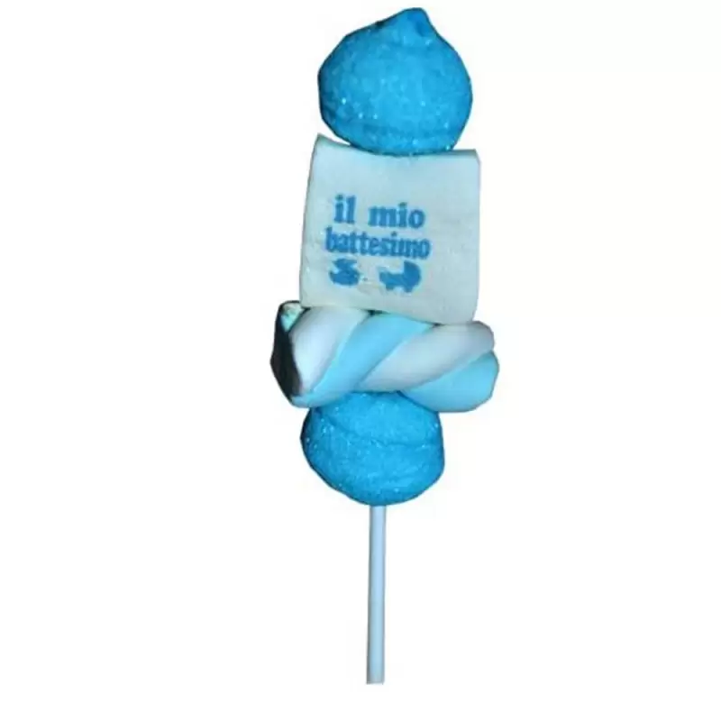 24 MINI SPIEDINI DI MARSHMALLOW BATTESIMO CELESTE