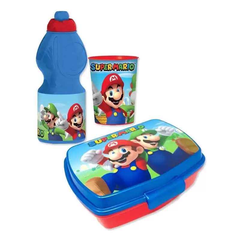 SET MERENDA SUPER MARIO - PORTA MERENDA BORRACCIA E BICCHIERE