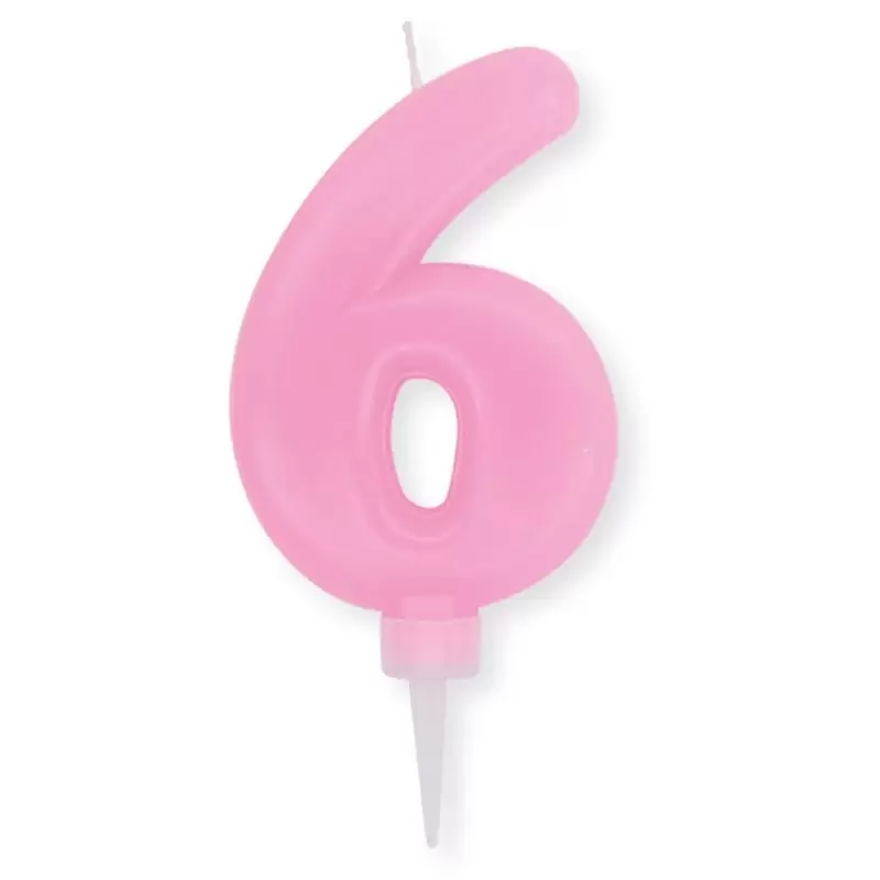 CANDELINA NUMERO 6 ROSA PLUMP CM 10