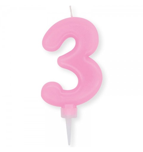 CANDELINA NUMERO 3 ROSA PLUMP CM 10 – 74173