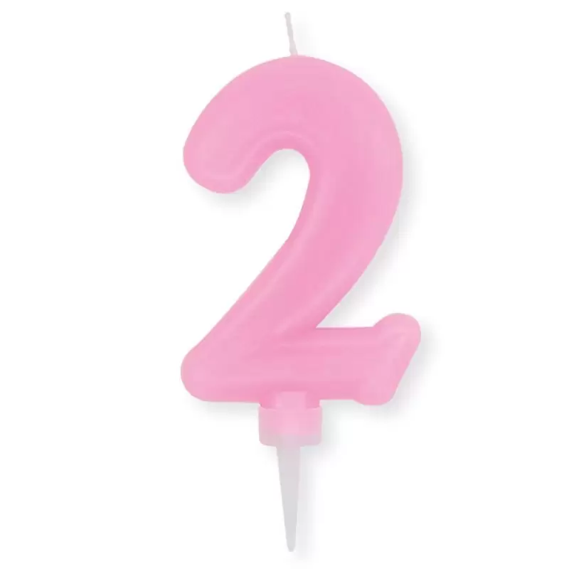 CANDELINA NUMERO 2 ROSA PLUMP CM 10