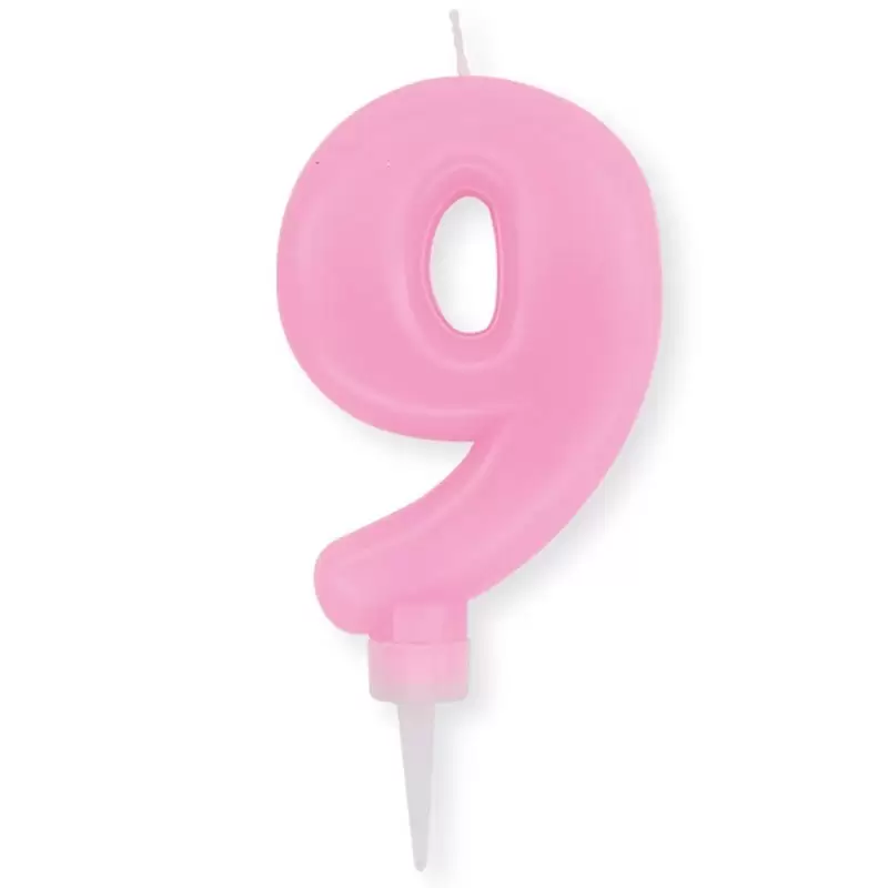 CANDELINA NUMERO 9 ROSA PLUMP CM 10
